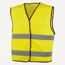 Gilet de haute visibilité, de matériau combiné, couleur jaune.